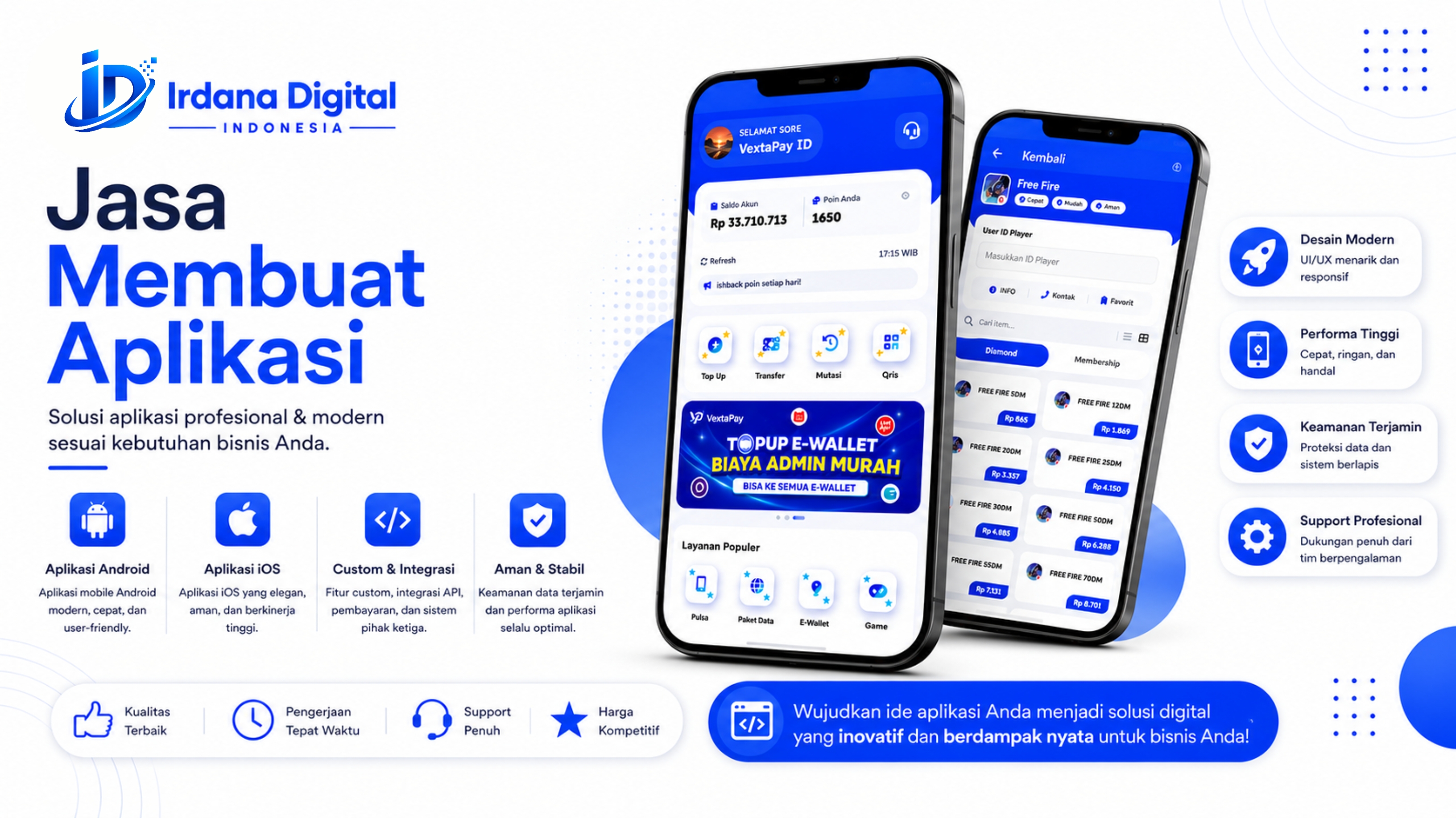 Jasa pembuatan aplikasi mobile dan web Irdana Digital Indonesia